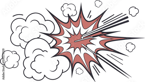 Comic Book Explosion, Action, Power, Impact, Blast, Speed Lines, Dynamic, Energy, Visual, Effect
