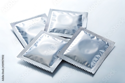 Condom packet isolated on white