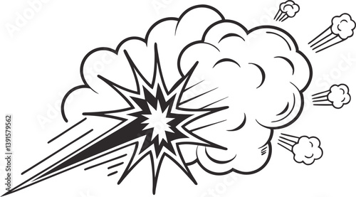 Comic Book Explosion, Blast, Impact, Smoke, Cloud, Power, Dynamic, Energy, Action, Graphic