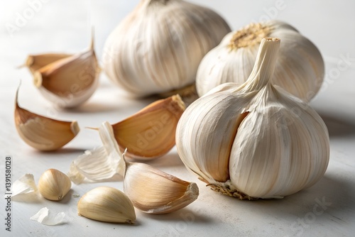 garlic and cloves isolated on white