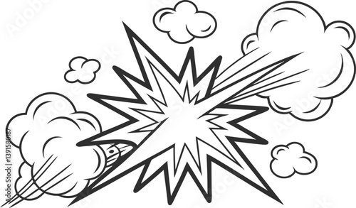Comic Book Explosion, Blast, Impact, Smoke, Starburst, Power, Energy, Dynamic, Graphic, Art