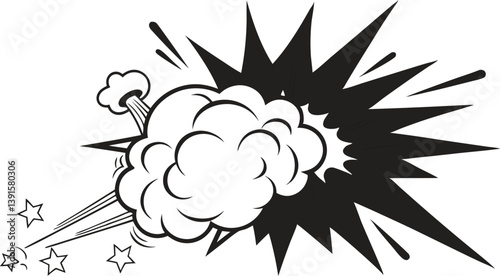 Comic Book Explosion, Impact, Blast, Pow, Bang, Graphic, Effect, Illustration, Design, Style