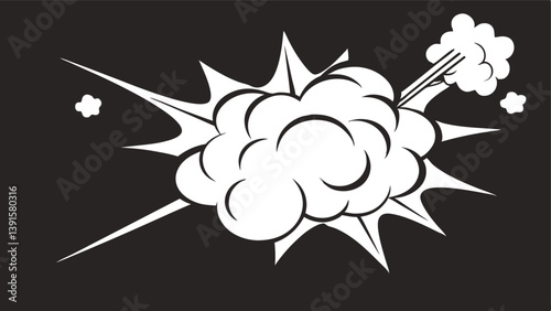 Comic Book Style Explosion, Black and White Burst, Graphic Design