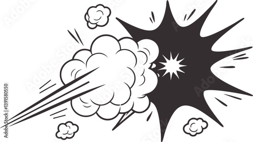 Comic Book Style Explosion, Impact, Blast, Smoke, Power, Speed Lines, Dynamic, Action, Graphic Desig