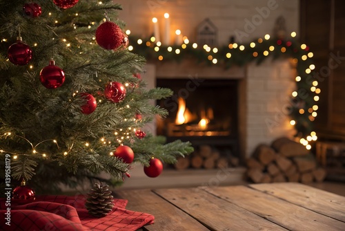 Christmas tree with lights, Christmas background