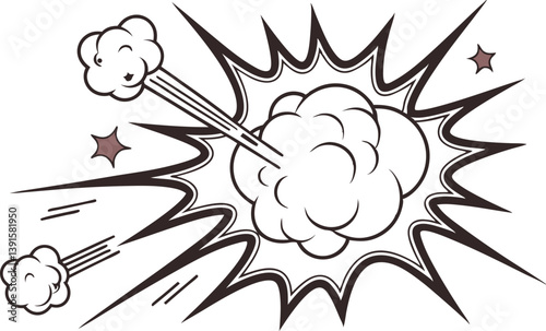 Comic Book Explosion, Dynamic Action, Smoke, Blast, Pow, Bang, Graphic, Illustration, Design, Art