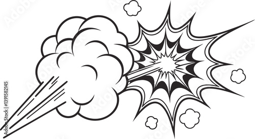 Comic Book Explosion, Smoke, Blast, Power, Action, Dynamic, Graphic, Design, Effect, Illustration