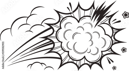 Comic Book Explosion Dynamic Blast, Smoke, Stars, Power