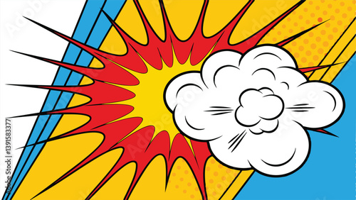 Comic Book Explosion, Pop Art, Dynamic Burst, Pow, Bang, Blast, Action, Graphic, Retro Style, Colorf