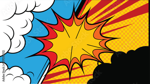 Comic Book Explosion Pop Art Style Graphic Design Background