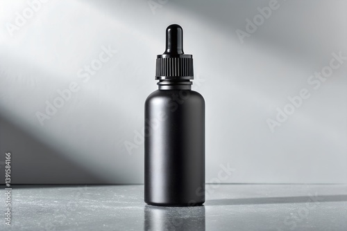 Glass Dropper Bottle Mockup. Glass dropper bottle with a pippette with rubber tip on the beautiful background. Nature Skin concept.