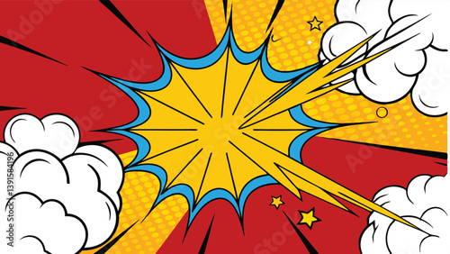 Dynamic Comic Book Explosion Pop Art Style Blast Power