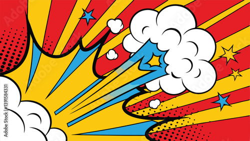 Dynamic Comic Book Explosion Pop Art Style Blast Power