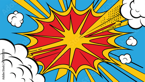 Dynamic Comic Book Explosion Pop Art Style Blast Power