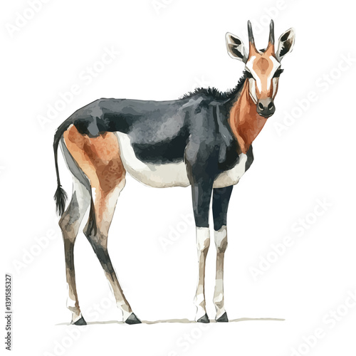 Okapi, watercolor illustration, isolated on a white background.

