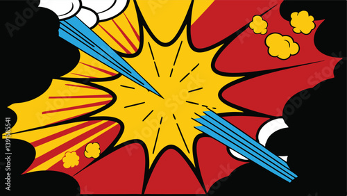 Dynamic Comic Book Explosion Pop Art Style Blast Power