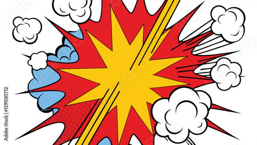 Dynamic Comic Book Explosion Pop Art Style Blast Power