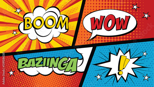 Dynamic Comic Book Explosion Pop Art Style Blast Power
