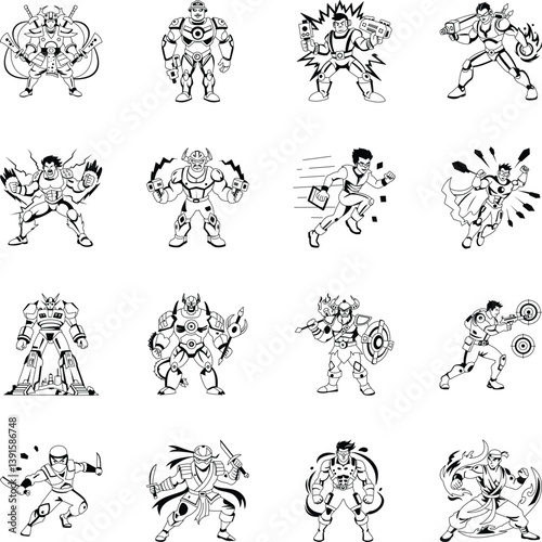 Collection of Glyph Style Cyber Gaming Characters 
