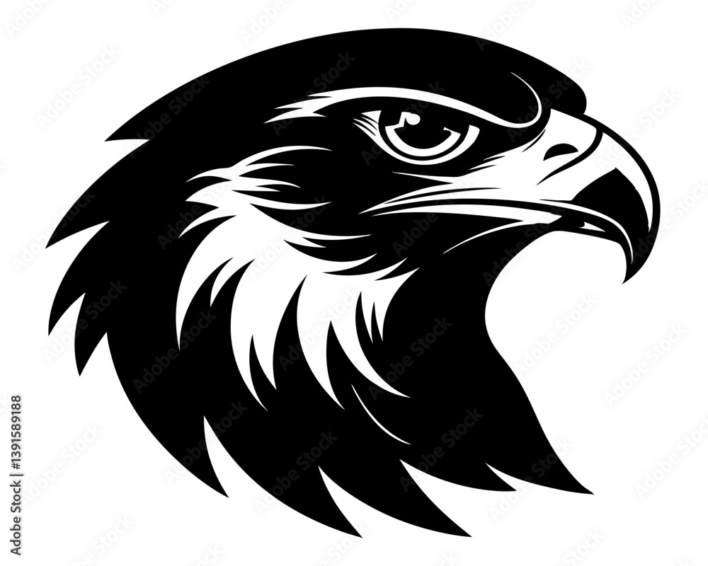 Obraz premium Hawk Head Silhouette Vector & Fierce Bird of Prey SVG