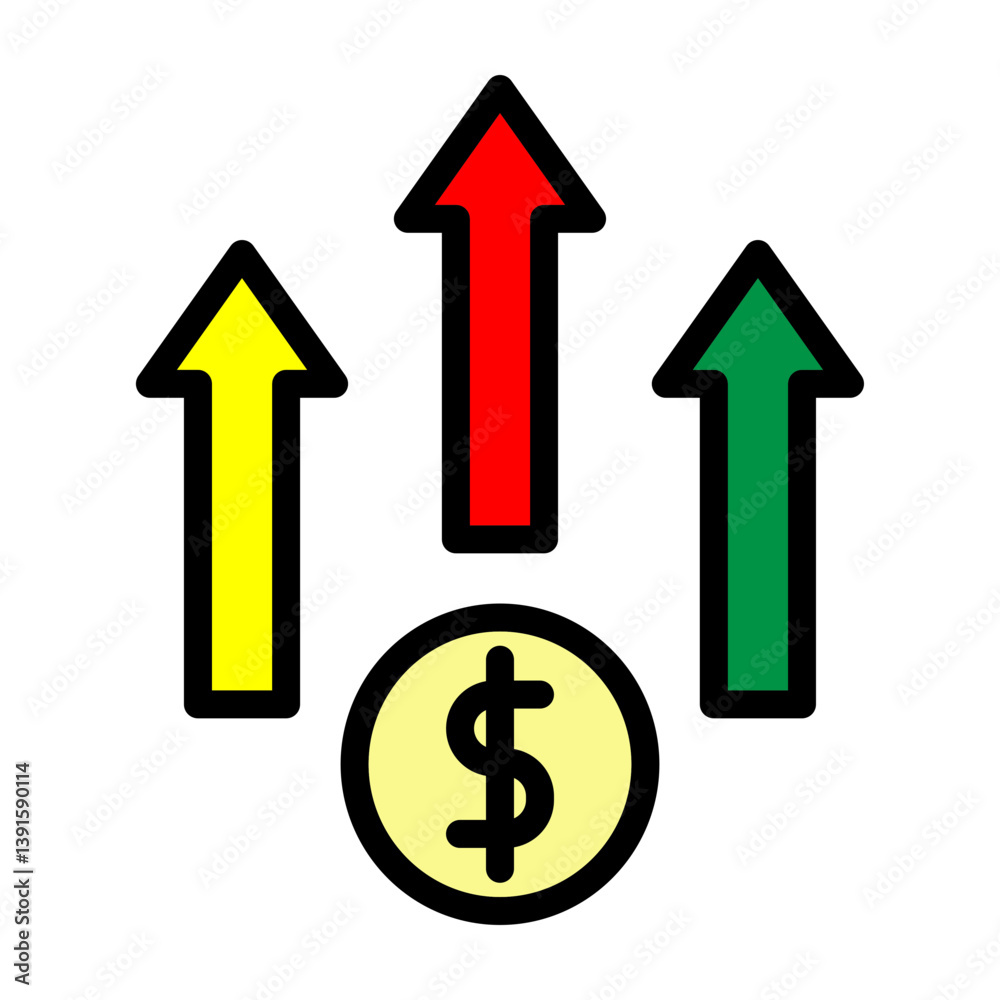 Increase in Value Vector Filled Icon Design Increase in Value Vector Filled Icon Design