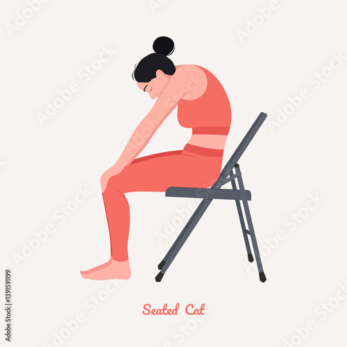 Seated Cat pose. Young woman practicing Yoga pose. Woman workout fitness, aerobic and exercise