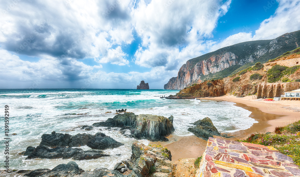 Unbelivable view of beach Portu Cauli in Masua with Pan di Zucchero at background.