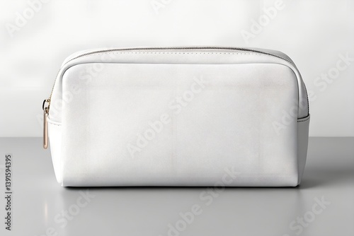 Obraz na płótnie Elegant white cosmetic bag mockup. Ideal for beauty branding and toiletry product packaging design. w salonie