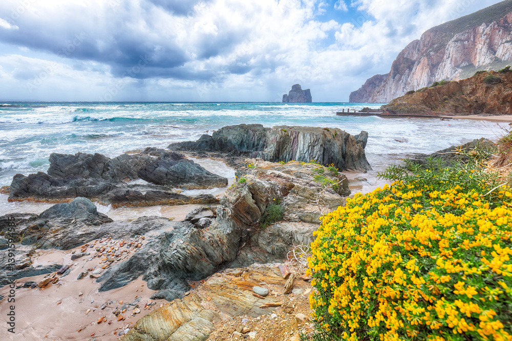 Unbelivable view of beach Portu Cauli in Masua with Pan di Zucchero at background.