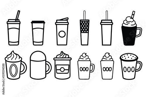 Macchiato Line Art Beautiful Drawing for Illustrating Coffee Culture  