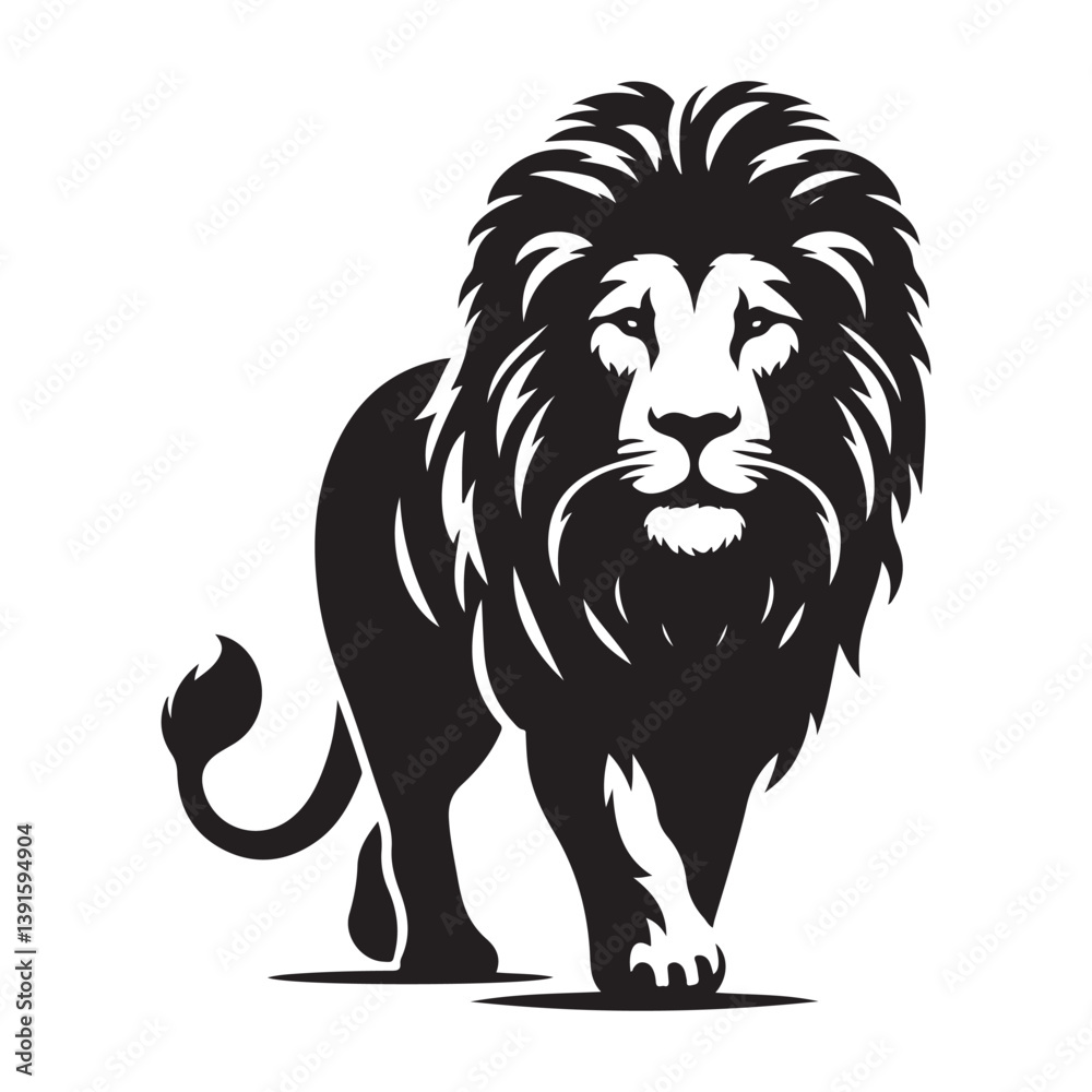 Fototapeta premium Stunning Lion Walking Forward Vector Illustration Design for Brands