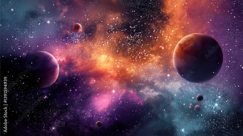 Obraz premium Abstract planets and space background.