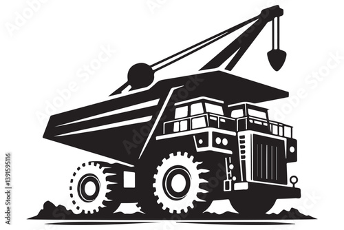 Silhouette of Heavy Mining Truck Heavy Machinery Vector Illustration