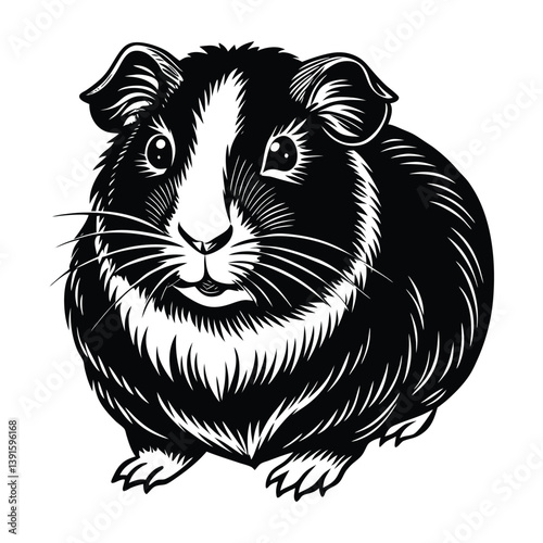 vector illustration of a black and white rat