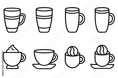 Macchiato Line Art Detailed Drawing for Coffee Themed Illustration  