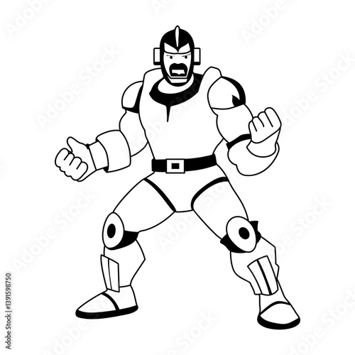 Thunder warrior illustration in glyph style 
