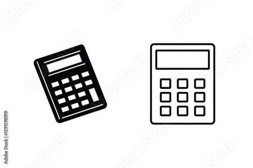 Two Simple Black And White Calculator Icons For Finance And Accounting Illustration