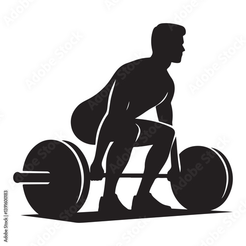 Weightlifter Silhouette Doing Deadlift Exercise Strength Training Graphic