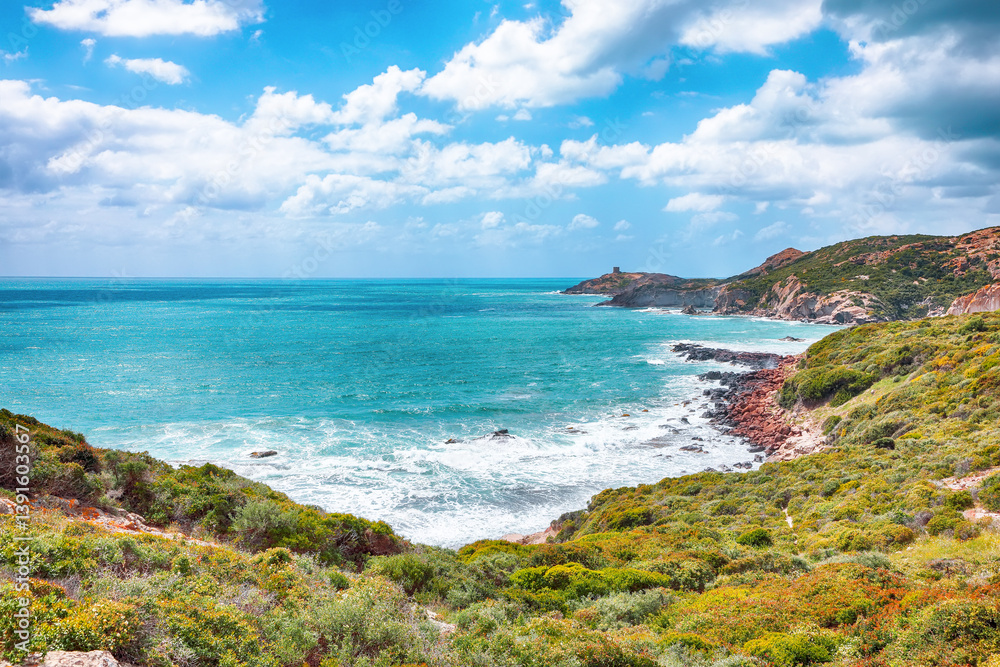 Unbelivable view at Torre Argentina at the West coast along Costa Tentizzos near Bosa