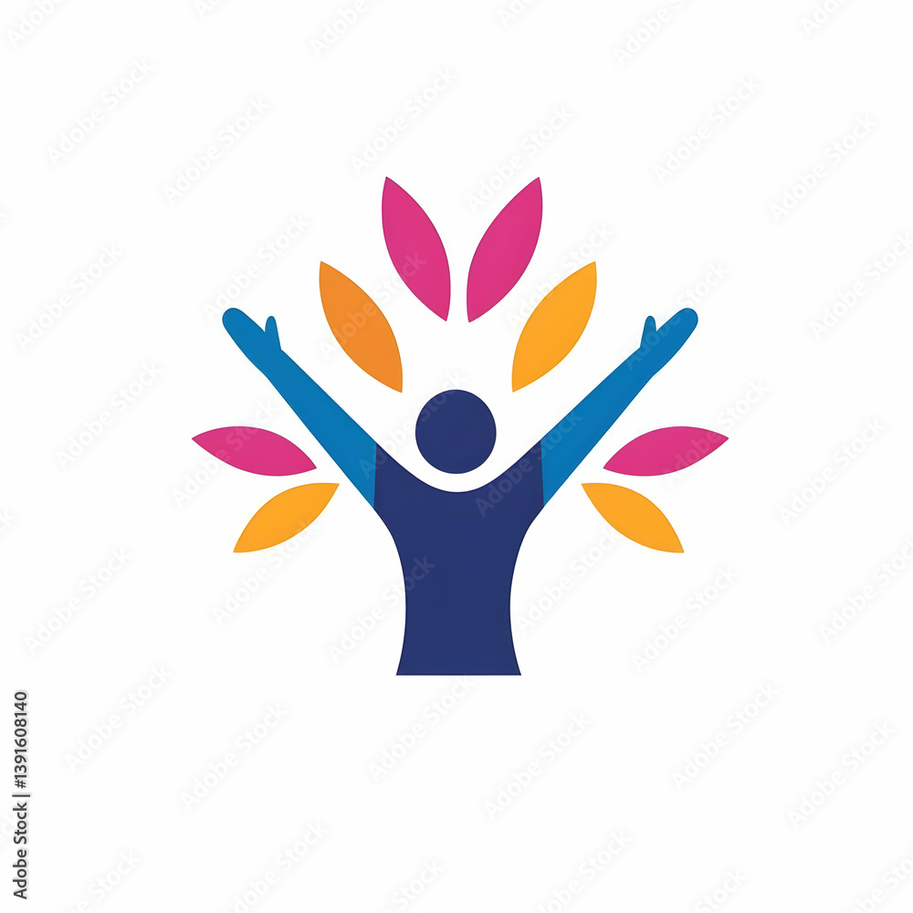 Vibrant Icon of a Person Embracing Self-Improvement and Growth