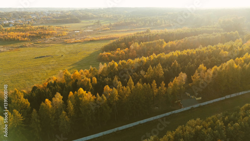 Obraz na płótnie Nature in fall colors from above w salonie