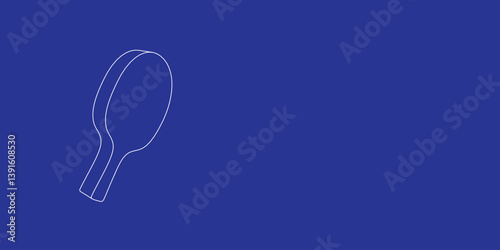 The outline of a large table tennis symbol made of white lines on the left. 3D view of the object in perspective. Vector illustration on indigo background