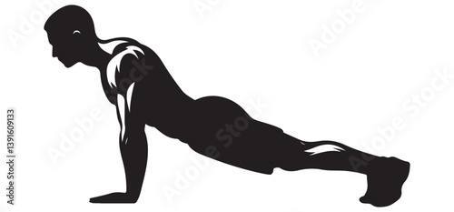 Push Up Silhouette Vector Illustration for Bodyweight Fitness Artwork Needs