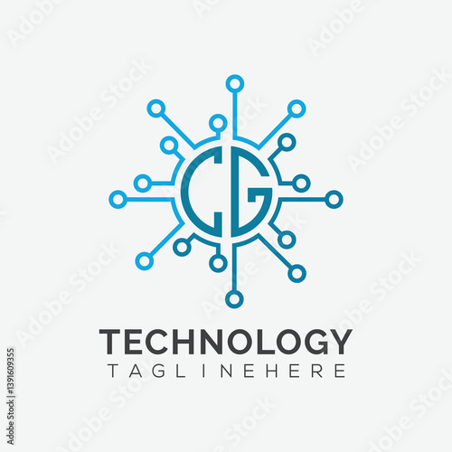 initial monogram for technology logo with circle style design