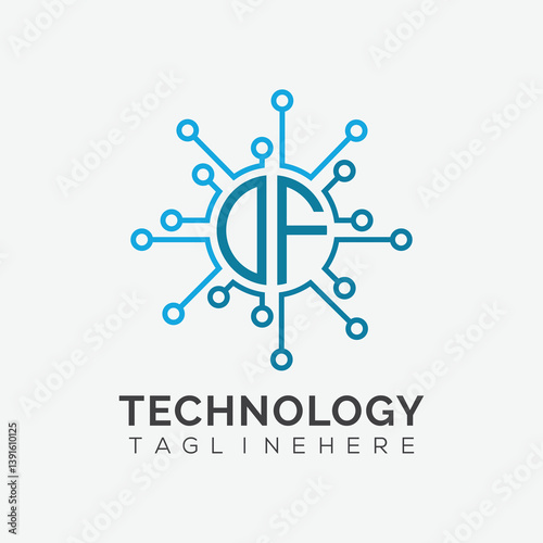 initial monogram for technology logo with circle style design