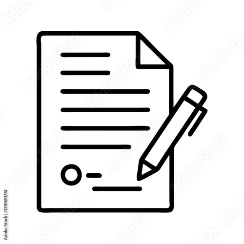 Contract agreement signing document with pen vector illustration for business and legal purposes