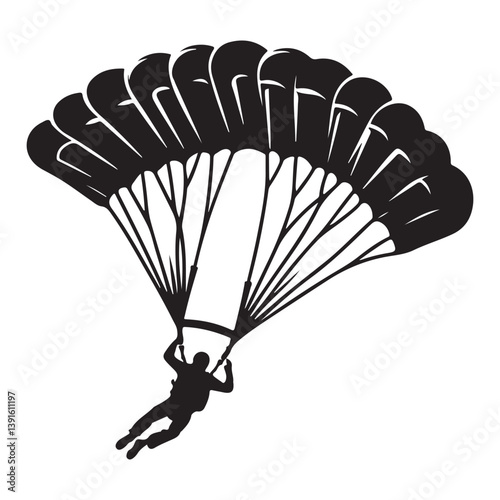 Silhouette Skydiving Illustration Vector Graphic Design Element
