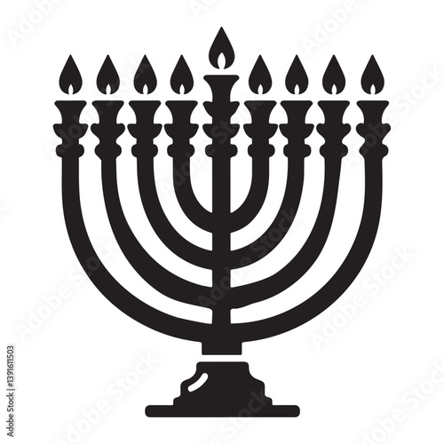 Menorah Silhouette Vector Illustration for Hanukkah Holiday Decoration