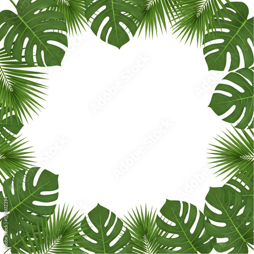 Tropical Leaves Frame: Green Background photo