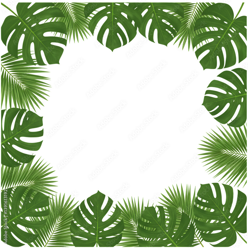 Fototapeta premium Tropical Leaf Frame: Green Border